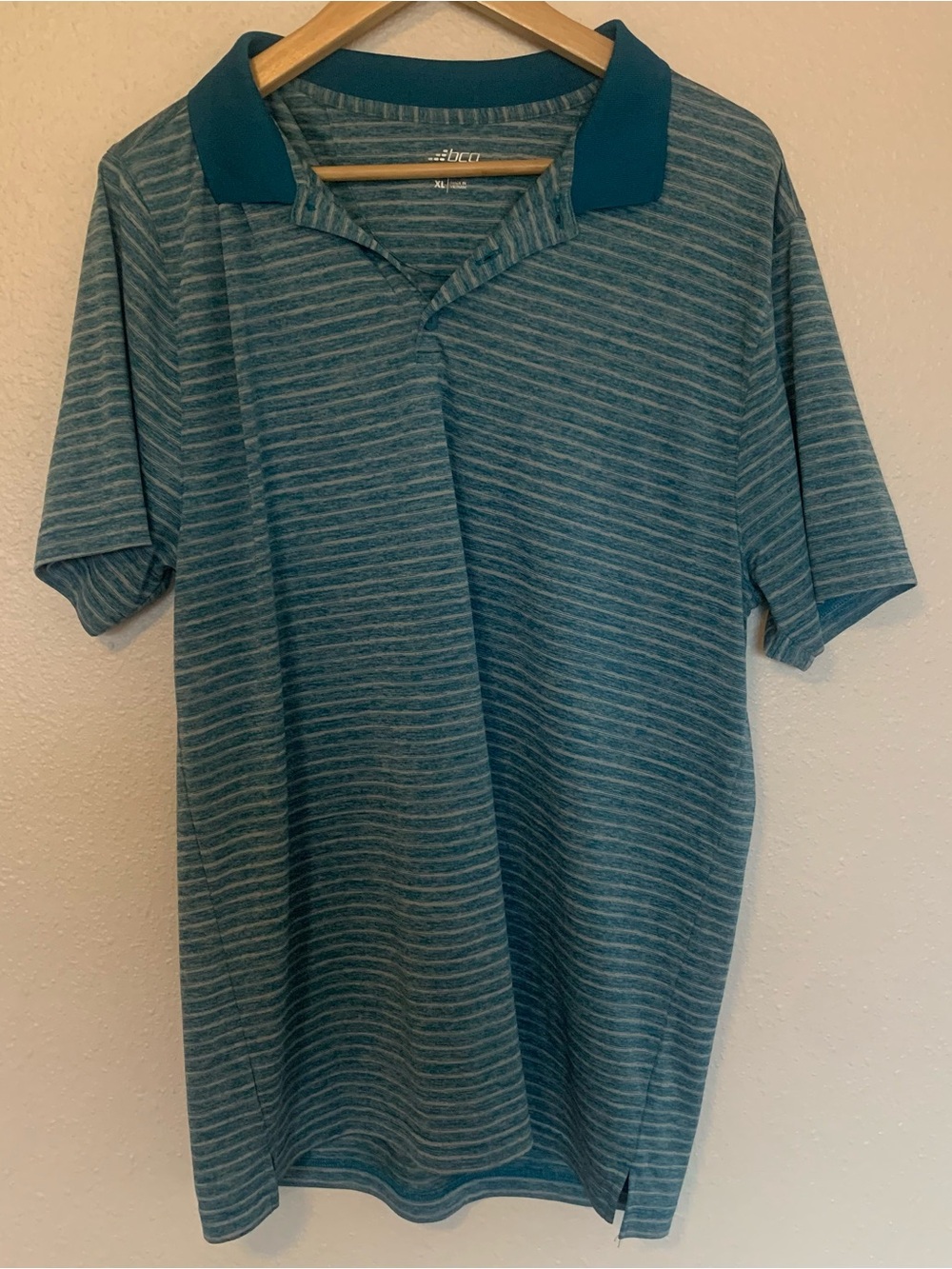 bcg Teal Striped Polo with Dark Teal Collar